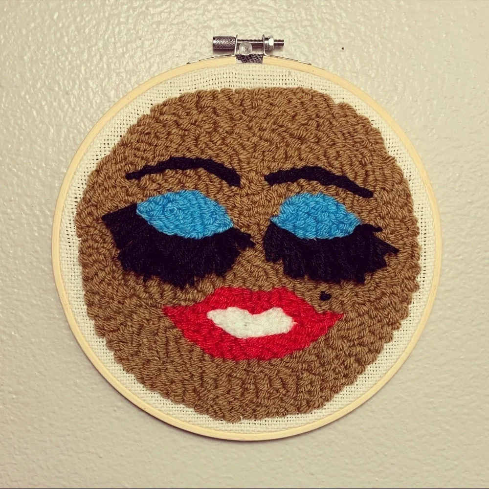 Babe w/ lashes, punch needle wall art!!